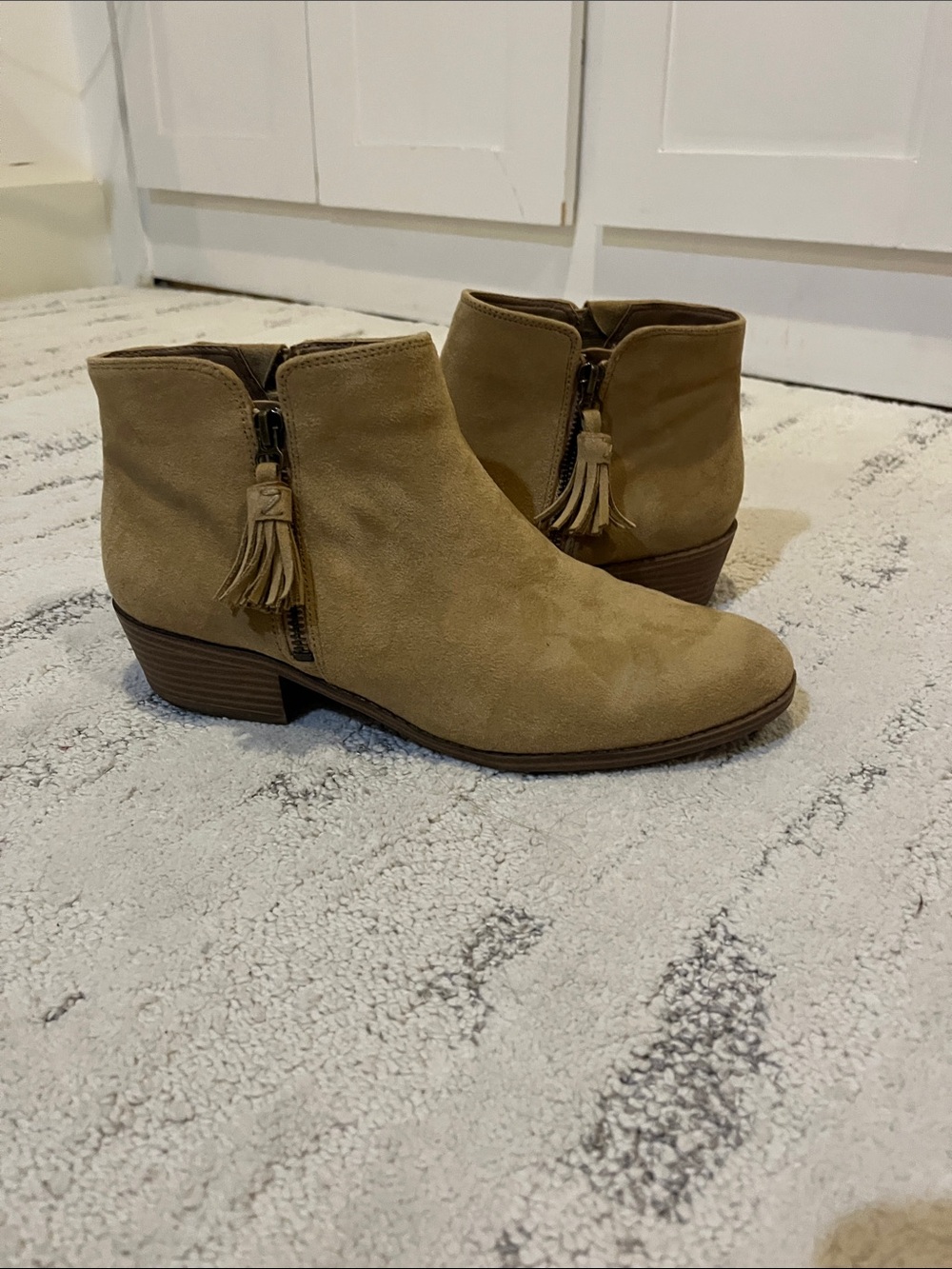 Zodiac Val- Western Tan Suede Tassel Side-Zip Ankle Booties